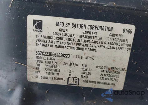 2005 Saturn Vue from USA, damaged, VIN 5GZCZ23D65S839223